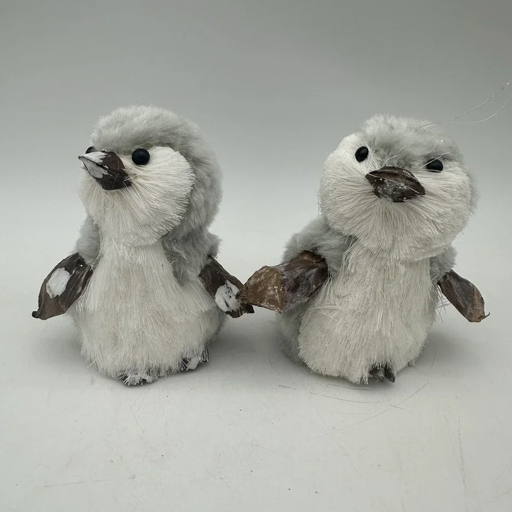 Pier 1 Lot Of 2 Penguin Sisal Straw Winter Woodlands Decorations Figurines 4.5